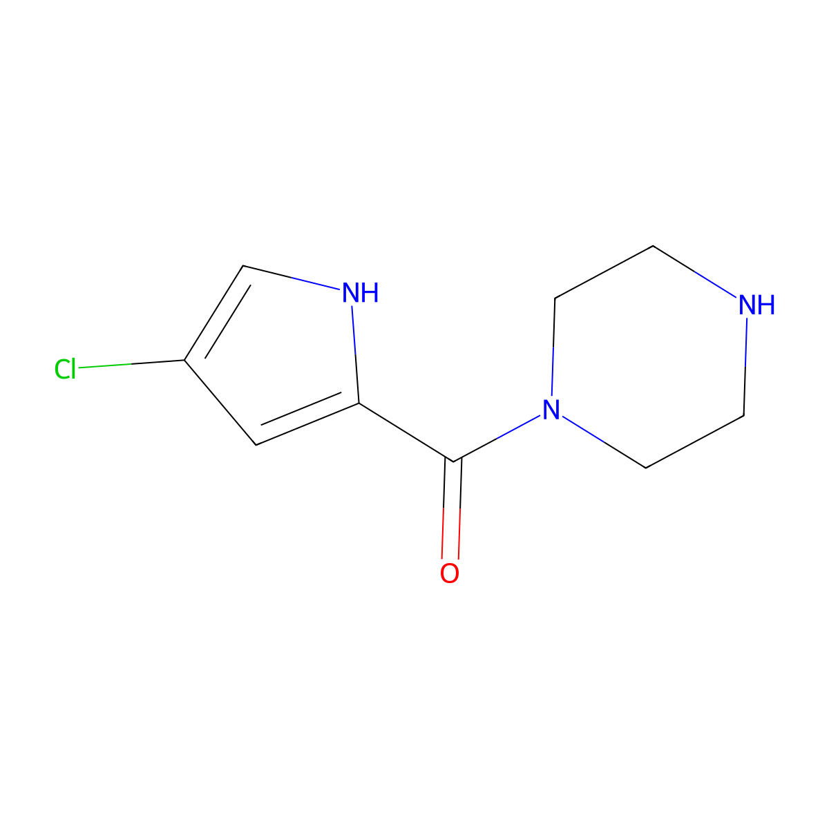 1-(4-chloro-1H-pyrrole-2-carbonyl)piperazine molecular structure, CAS 1042557-52-7