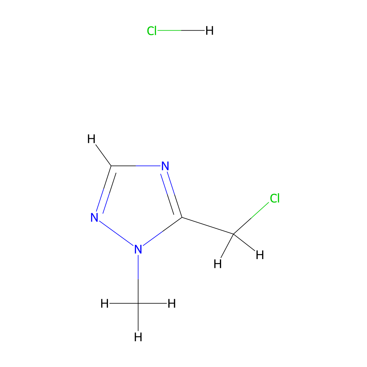 5-(chloromethyl)-1-methyl-1H-1,2,4-triazole hydrochloride molecular structure, CAS 104256-69-1