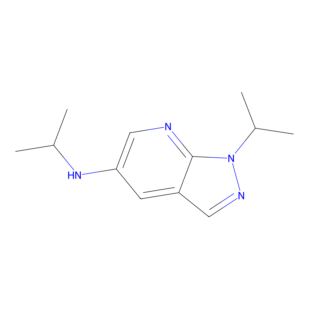 N,1-bis(propan-2-yl)-1H-pyrazolo[3,4-b]pyridin-5-amine molecular structure, CAS 1042561-99-8