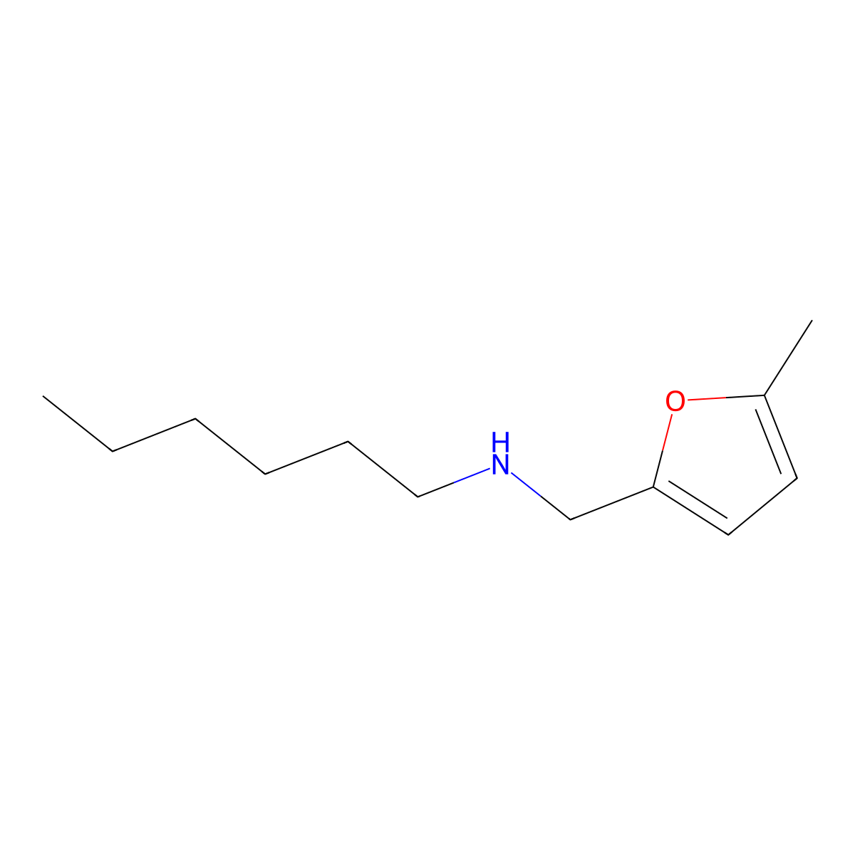 Hexyl[(5-methylfuran-2-yl)methyl]amine molecular structure, CAS 1042566-60-8
