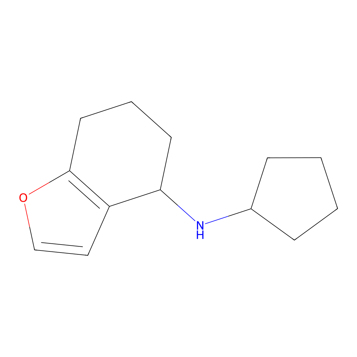N-cyclopentyl-4,5,6,7-tetrahydro-1-benzofuran-4-amine molecular structure, CAS 1042574-25-3