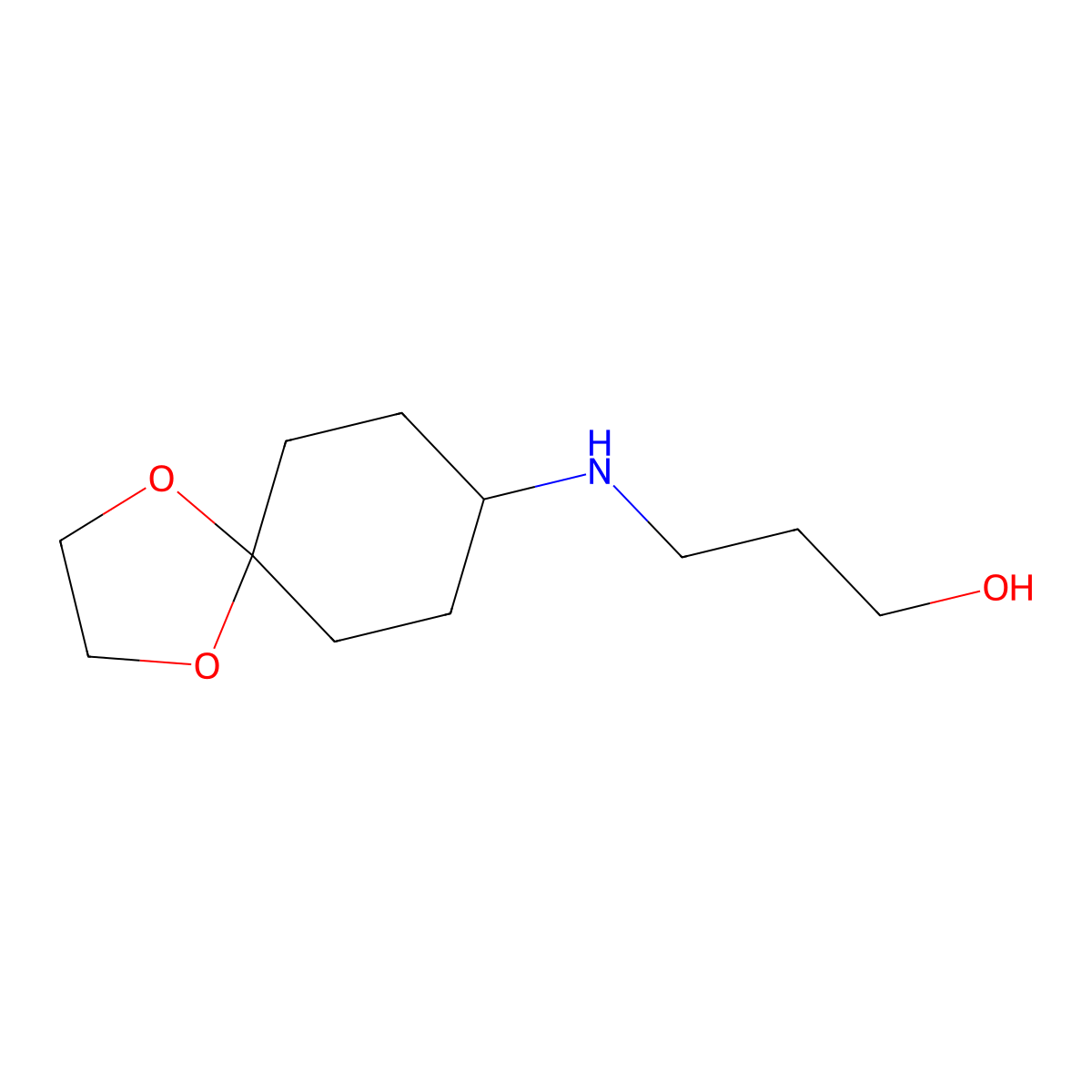 3-({1,4-Dioxaspiro[4.5]decan-8-yl}amino)propan-1-ol molecular structure, CAS 1042574-66-2