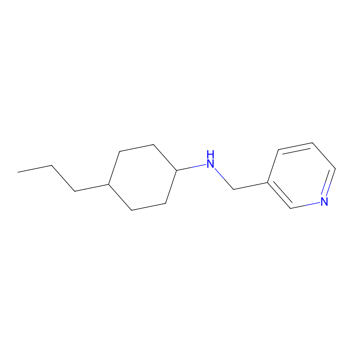 4-propyl-N-(pyridin-3-ylmethyl)cyclohexan-1-amine molecular structure, CAS 1042575-62-1