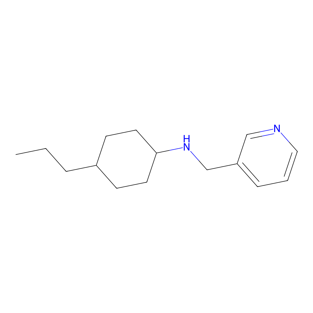 4-propyl-N-(pyridin-3-ylmethyl)cyclohexan-1-amine molecular structure, CAS 1042575-62-1