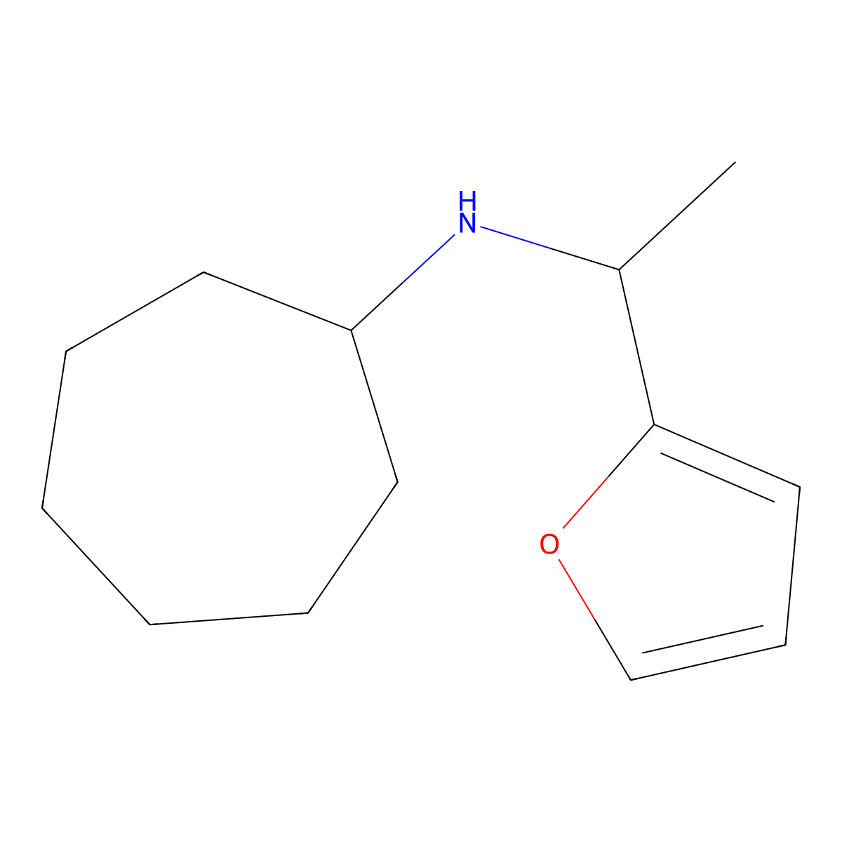 N-[1-(furan-2-yl)ethyl]cycloheptanamine molecular structure, CAS 1042575-82-5