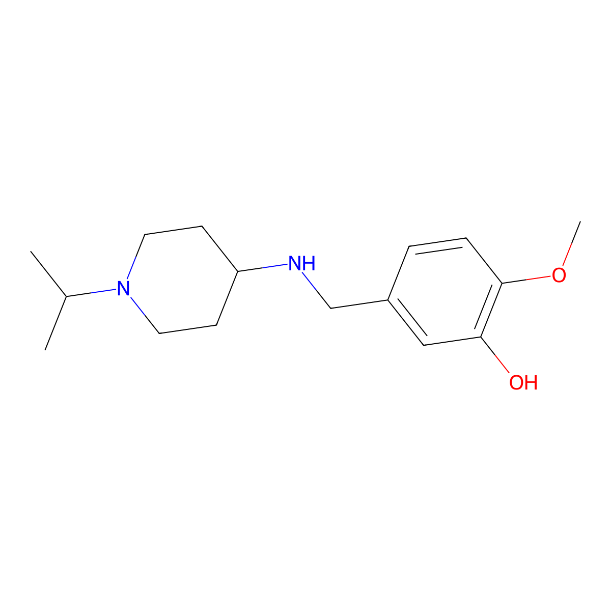2-Methoxy-5-[[[1-(1-methylethyl)-4-piperidinyl]amino]methyl]phenol molecular structure, CAS 1042576-48-6