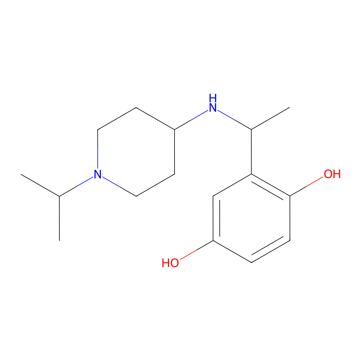 2-[1-[[1-(1-Methylethyl)-4-piperidinyl]amino]ethyl]-1,4-benzenediol molecular structure, CAS 1042577-20-7