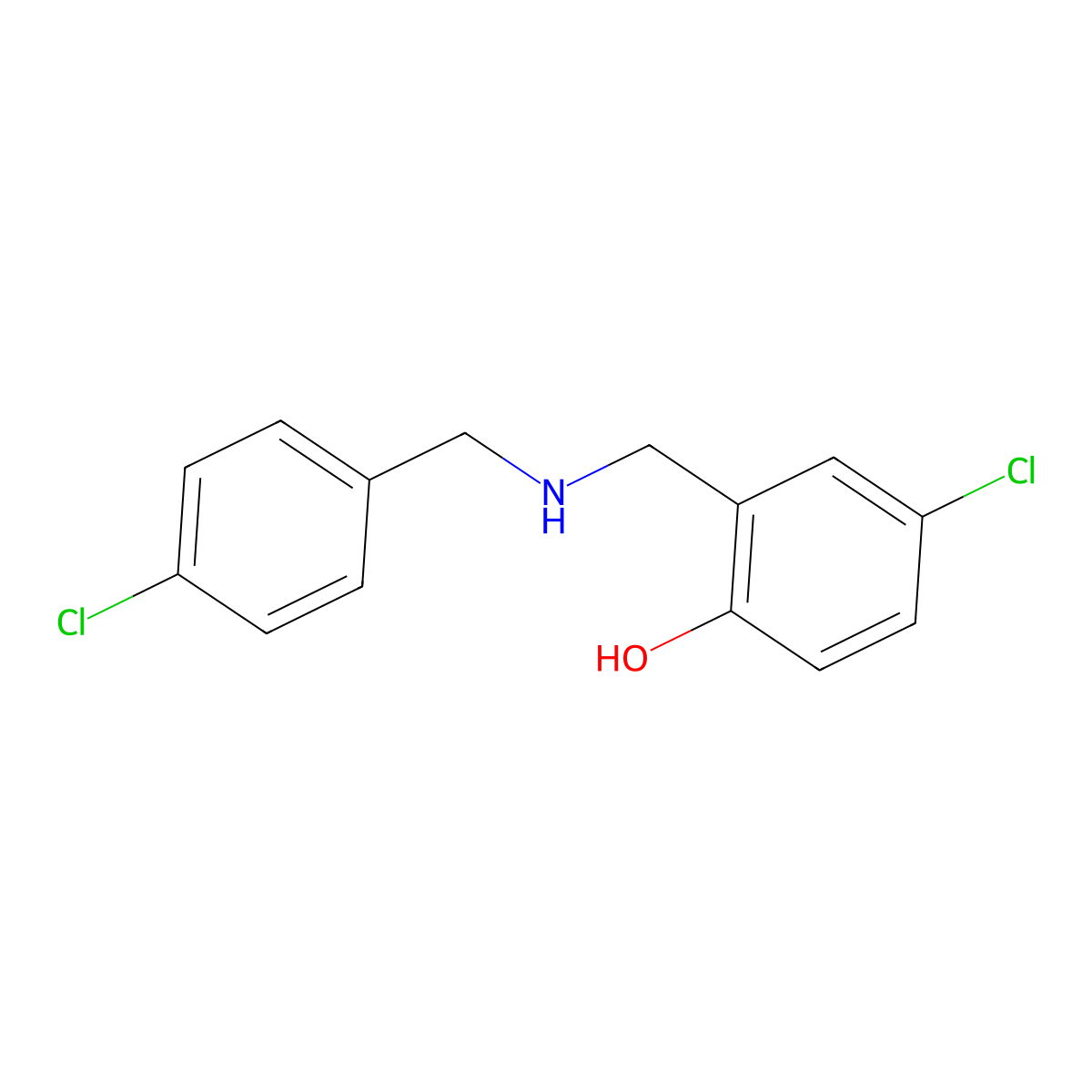 4-Chloro-2-{[(4-chlorobenzyl)amino]methyl}phenol molecular structure, CAS 1042577-91-2