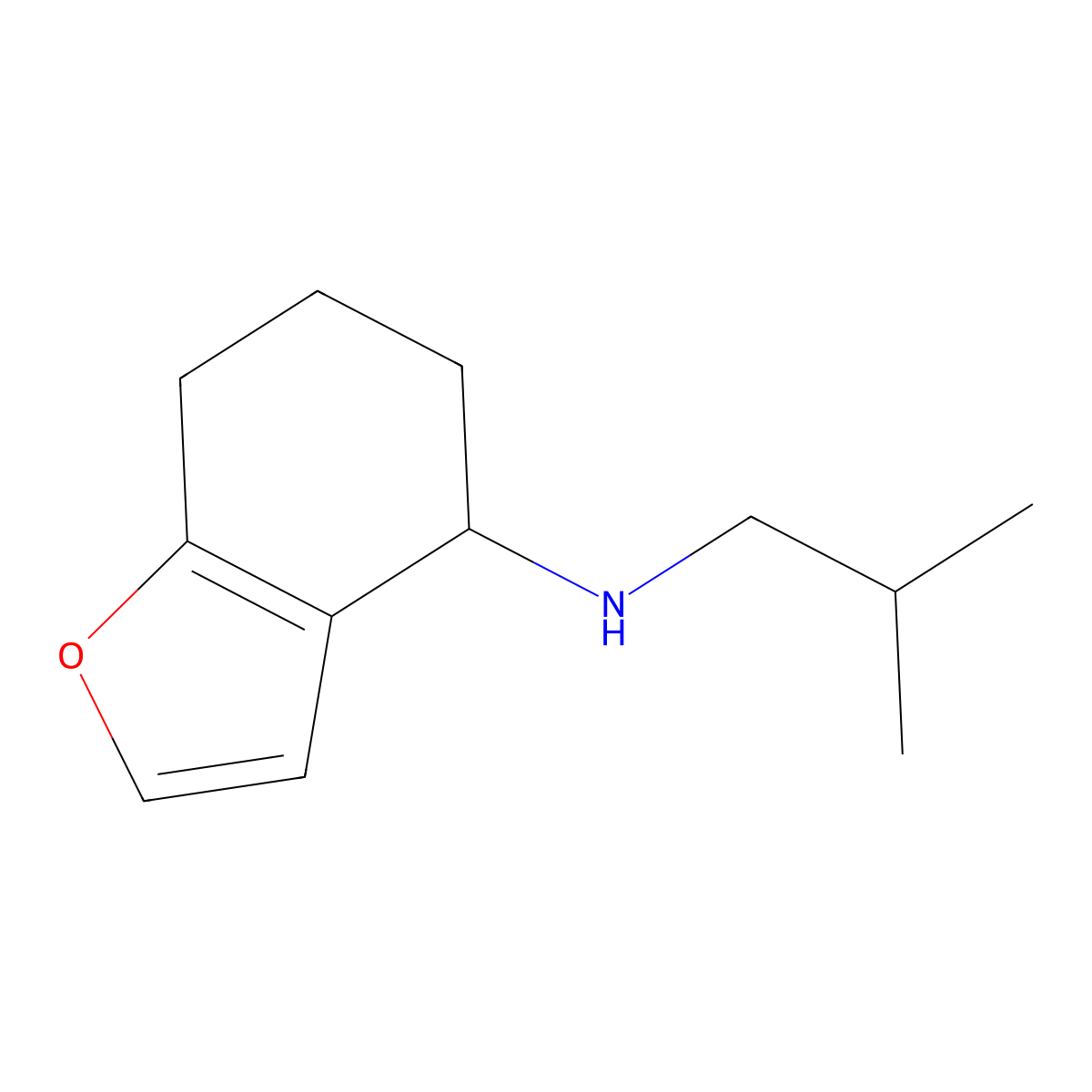 N-(2-methylpropyl)-4,5,6,7-tetrahydro-1-benzofuran-4-amine molecular structure, CAS 1042587-15-4