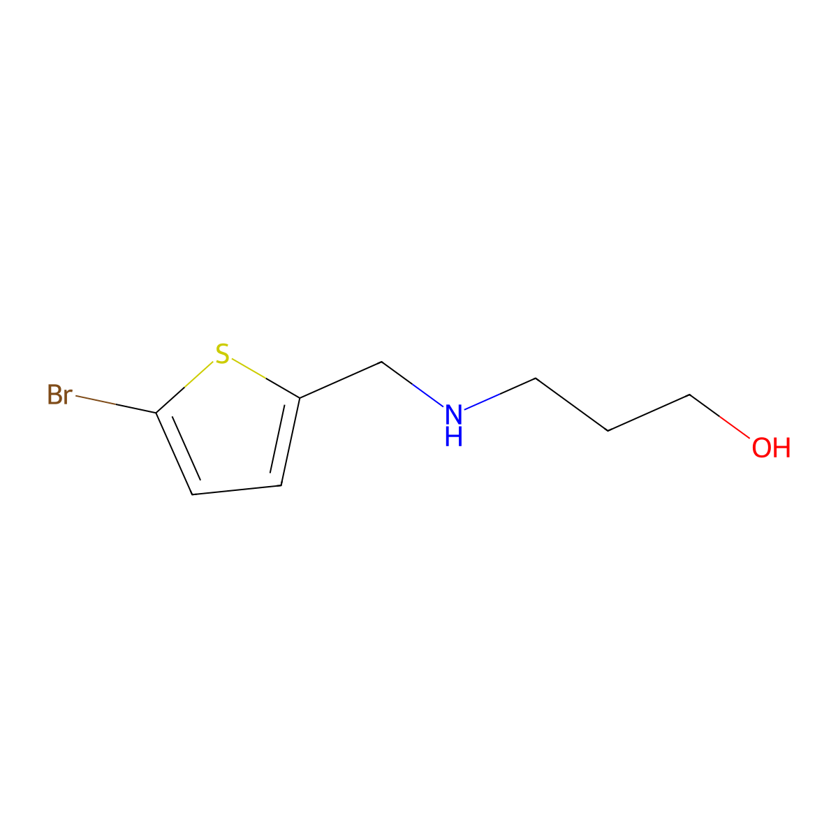 3-{[(5-Bromothiophen-2-yl)methyl]amino}propan-1-ol molecular structure, CAS 1042587-29-0