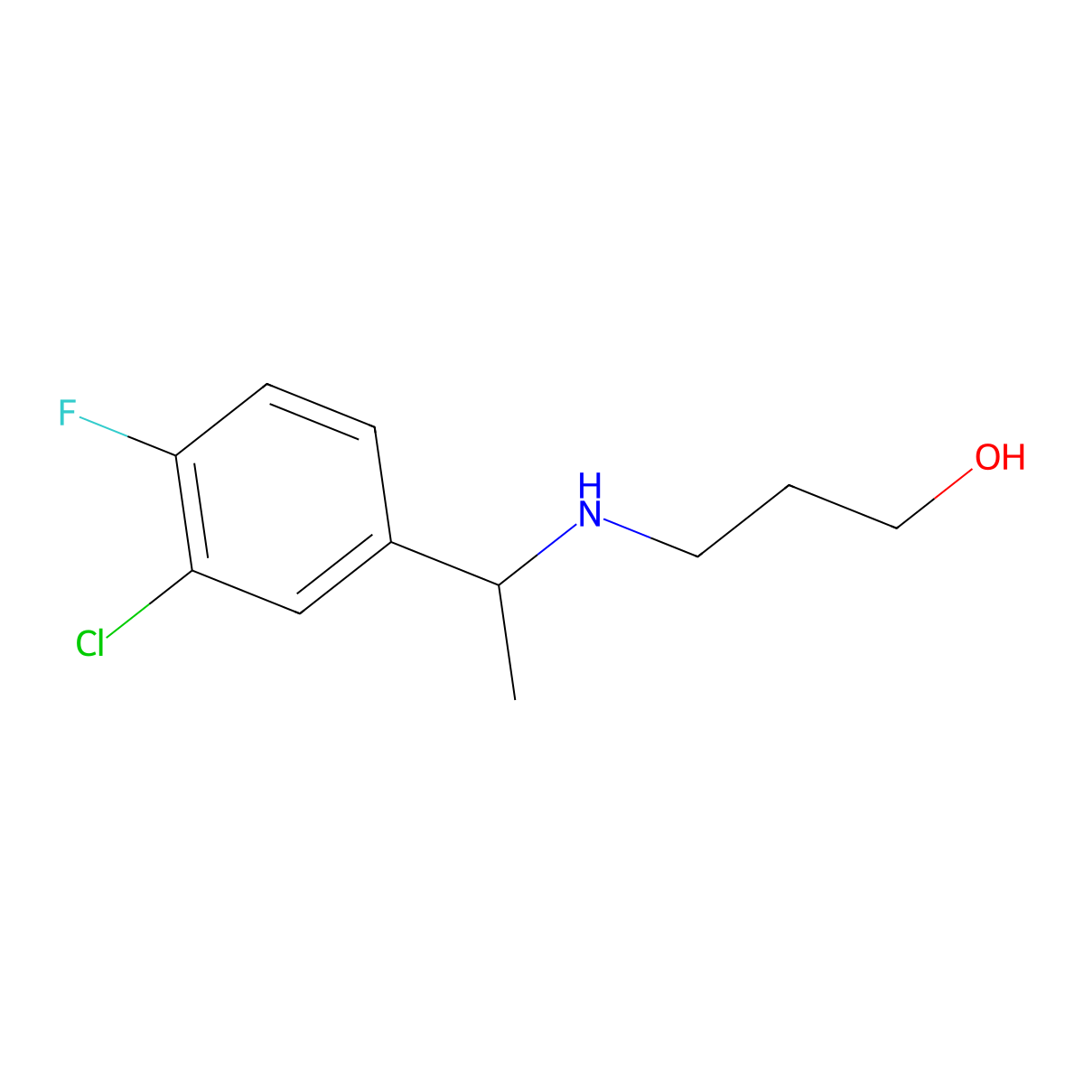 3-{[1-(3-Chloro-4-fluorophenyl)ethyl]amino}propan-1-ol molecular structure, CAS 1042587-53-0