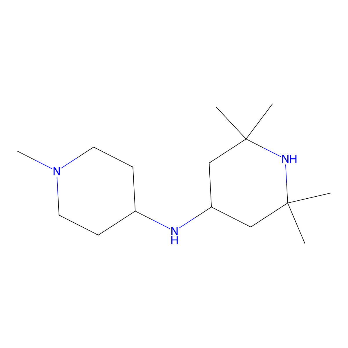 2,2,6,6-tetramethyl-N-(1-methylpiperidin-4-yl)piperidin-4-amine molecular structure, CAS 1042592-03-9