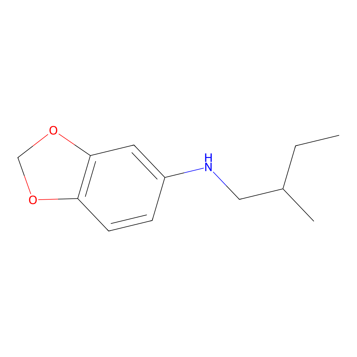 N-(2-methylbutyl)-1,3-dioxaindan-5-amine molecular structure, CAS 1042596-62-2