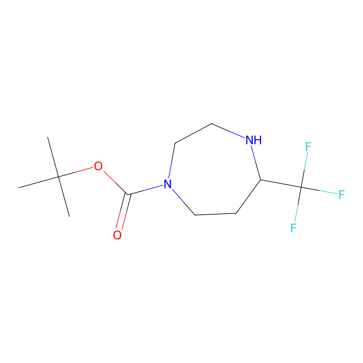 Tert-butyl 5-(trifluoromethyl)-1,4-diazepane-1-carboxylate molecular structure, CAS 1042598-29-7
