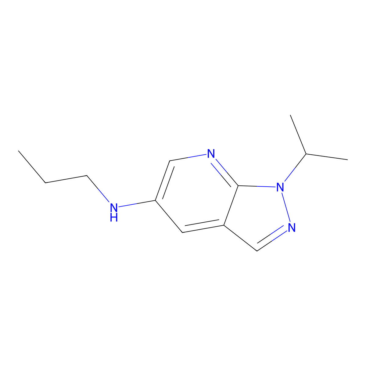 1-(propan-2-yl)-N-propyl-1H-pyrazolo[3,4-b]pyridin-5-amine molecular structure, CAS 1042599-81-4