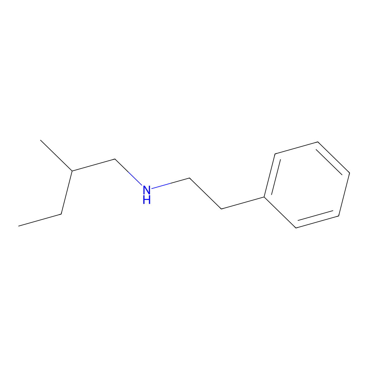 2-methyl-N-(2-phenylethyl)butan-1-amine molecular structure, CAS 1042600-08-7