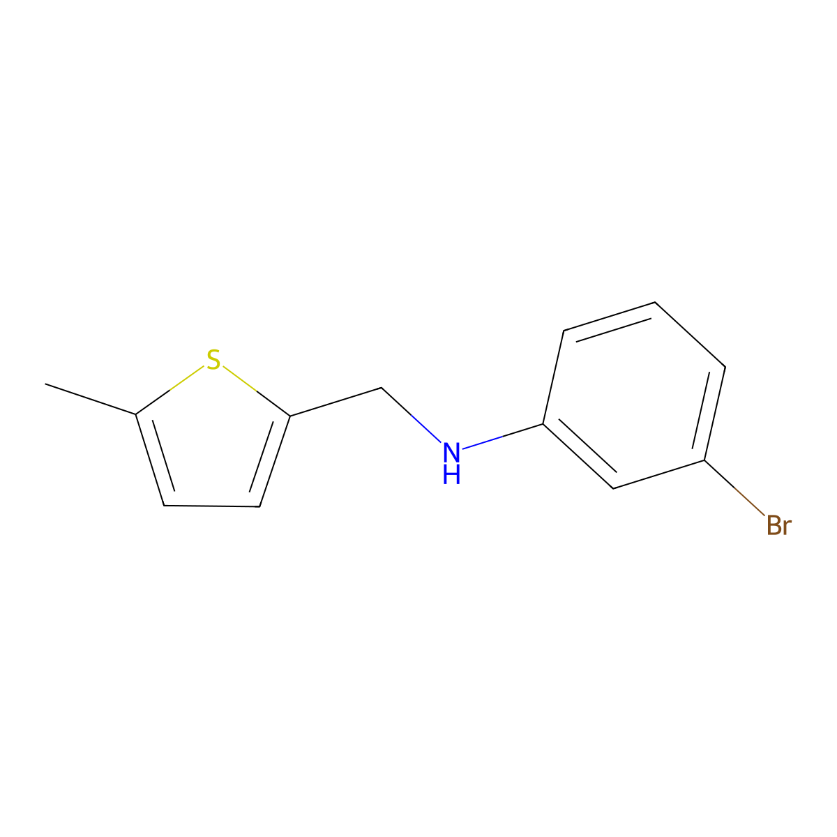 3-bromo-N-[(5-methylthiophen-2-yl)methyl]aniline molecular structure, CAS 1042602-27-6