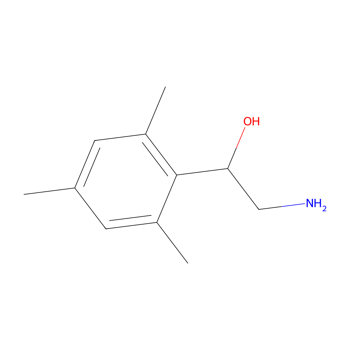 2-Amino-1-(2,4,6-trimethylphenyl)ethan-1-ol molecular structure, CAS 1042605-14-0