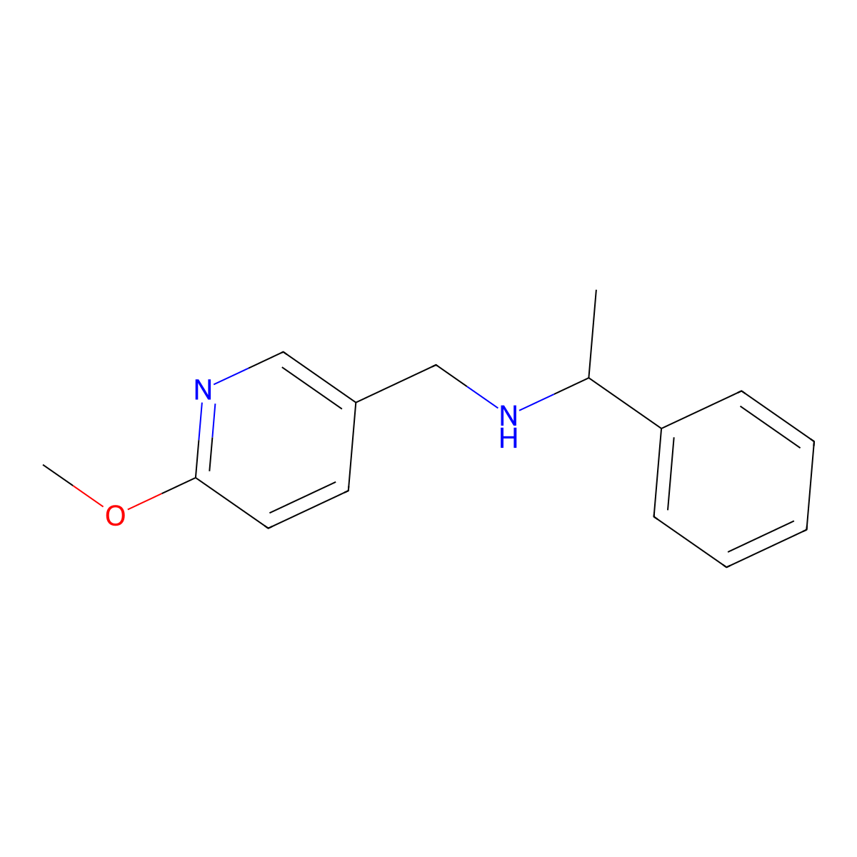 N-((6-methoxypyridin-3-yl)methyl)-1-phenylethanamine molecular structure, CAS 1042606-72-3