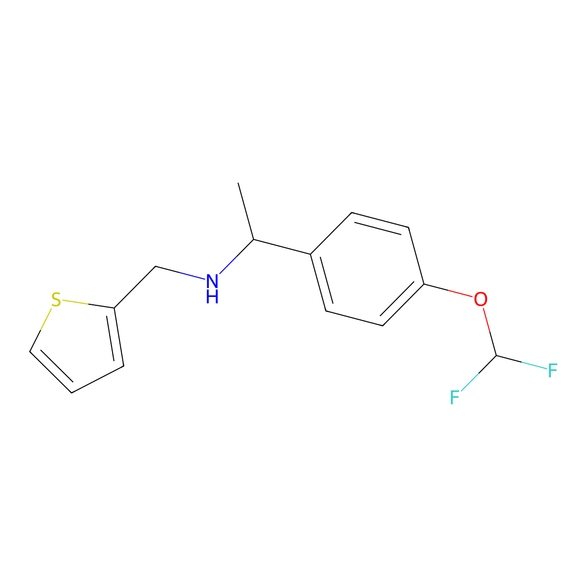 N-[1-[4-(Difluoromethoxy)phenyl]ethyl]-2-thiophenemethanamine molecular structure, CAS 1042608-40-1