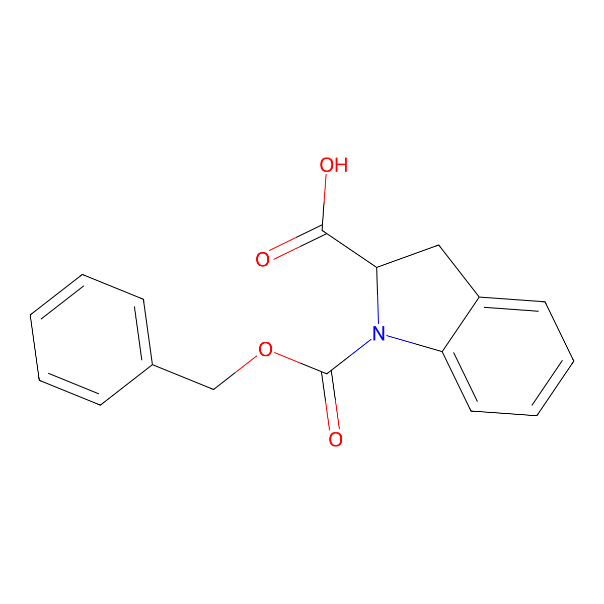 (2S)-1-[(benzyloxy)carbonyl]-2,3-dihydro-1H-indole-2-carboxylic acid molecular structure, CAS 104261-79-2