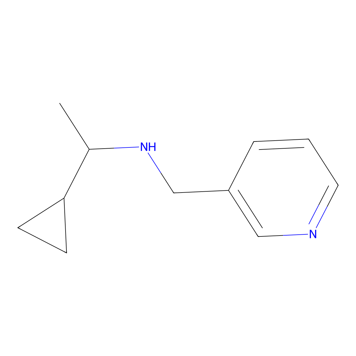 1-cyclopropyl-N-(pyridin-3-ylmethyl)ethanamine molecular structure, CAS 1042610-62-7