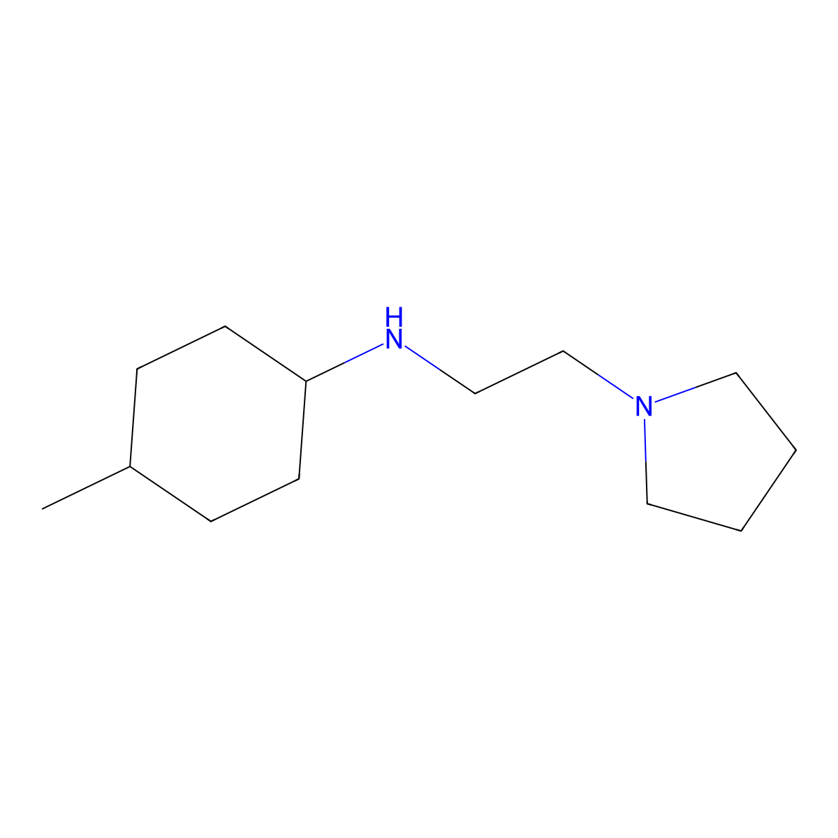 4-methyl-N-[2-(pyrrolidin-1-yl)ethyl]cyclohexan-1-amine molecular structure, CAS 1042613-66-0