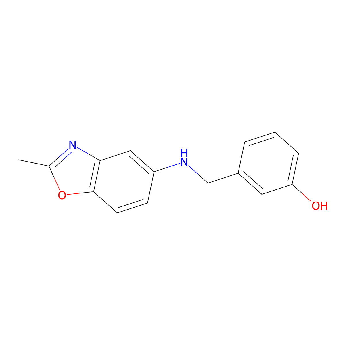 3-{[(2-Methyl-1,3-benzoxazol-5-yl)amino]methyl}phenol molecular structure, CAS 1042617-24-2