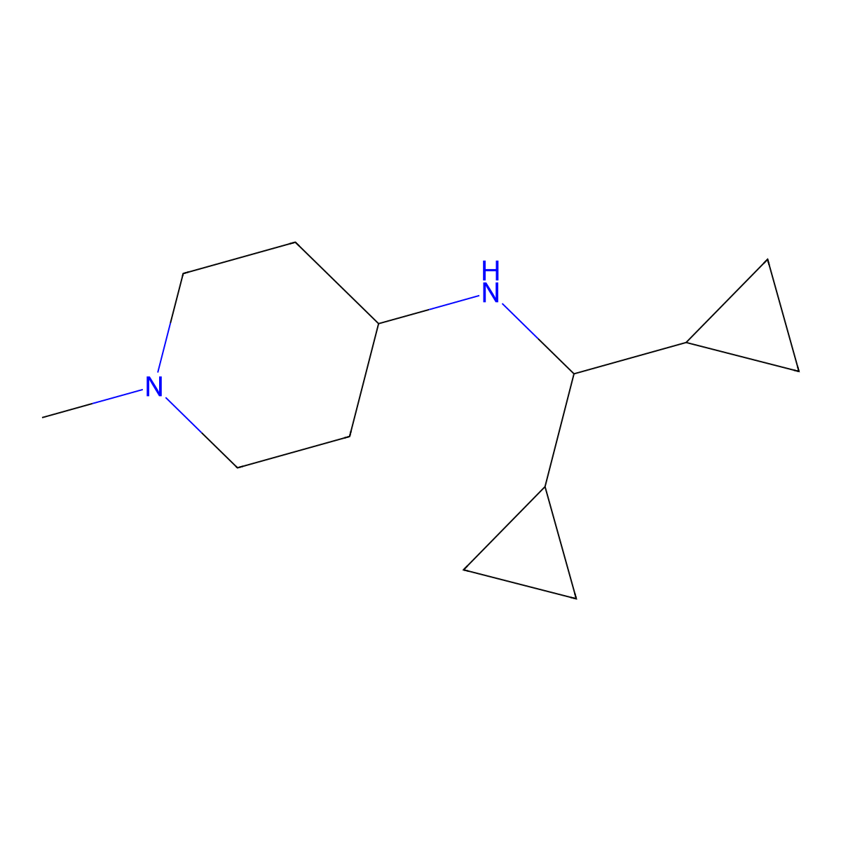 N-(dicyclopropylmethyl)-1-methylpiperidin-4-amine molecular structure, CAS 1042620-51-8