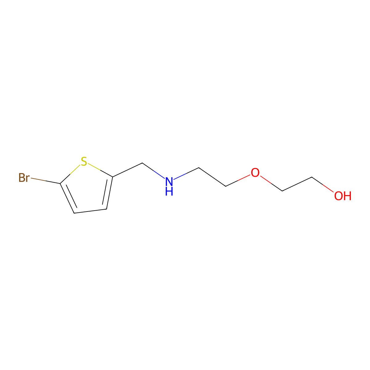 2-(2-{[(5-Bromothiophen-2-yl)methyl]amino}ethoxy)ethan-1-ol molecular structure, CAS 1042621-77-1