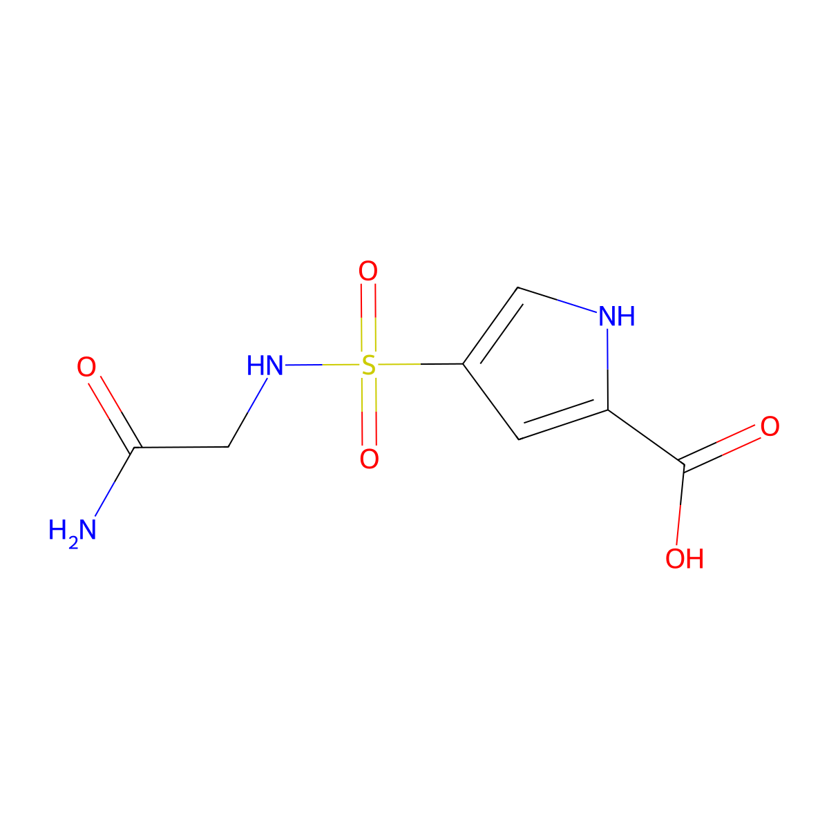 4-[(carbamoylmethyl)sulfamoyl]-1H-pyrrole-2-carboxylic acid molecular structure, CAS 1042623-69-7