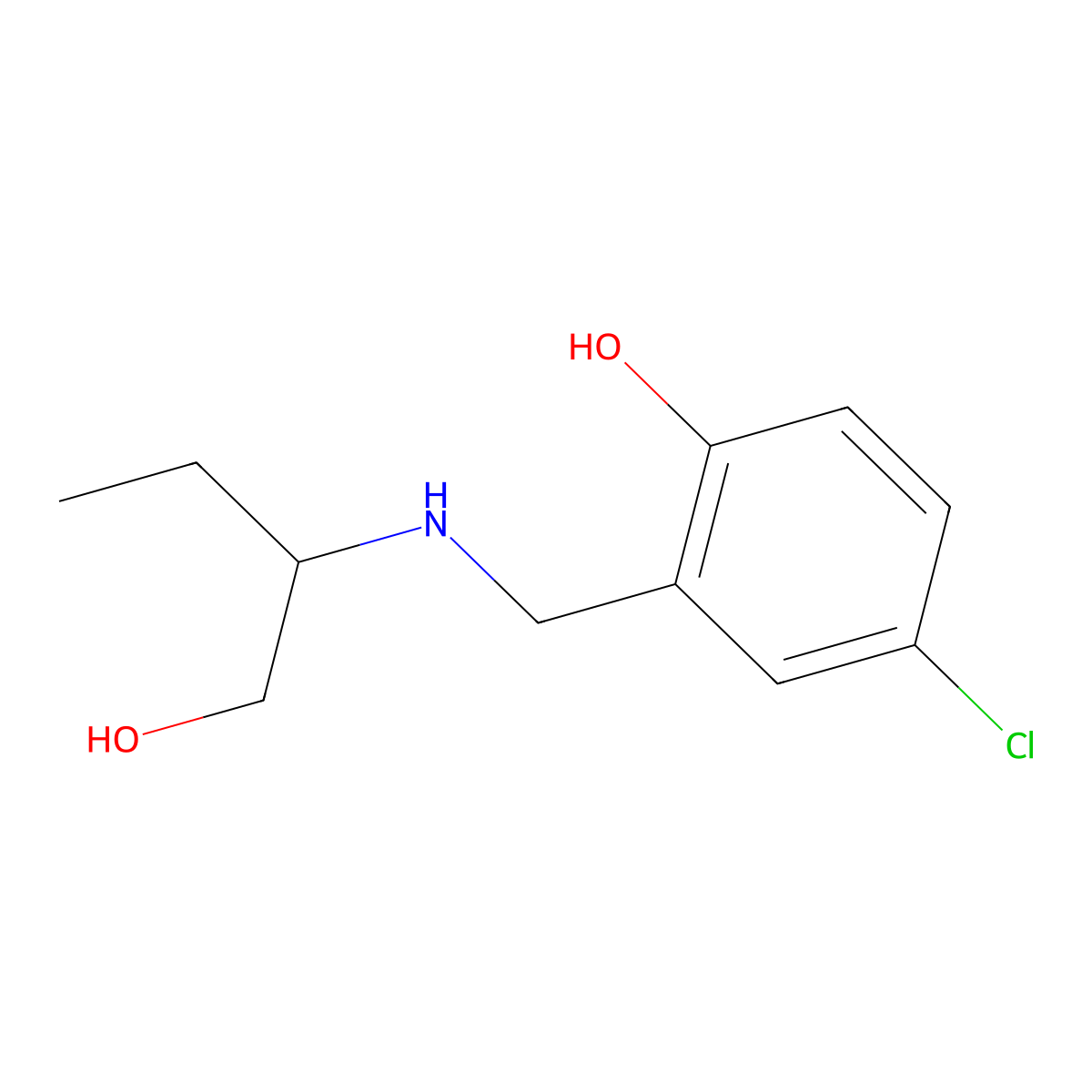 4-Chloro-2-{[(1-hydroxybutan-2-yl)amino]methyl}phenol molecular structure, CAS 1042623-95-9