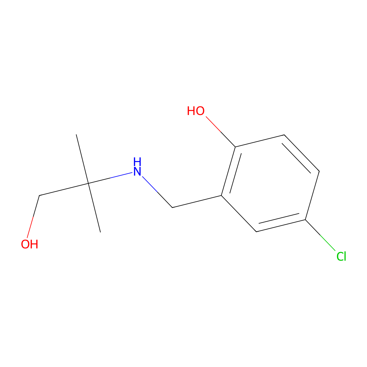 4-Chloro-2-{[(1-hydroxy-2-methylpropan-2-yl)amino]methyl}phenol molecular structure, CAS 1042627-07-5