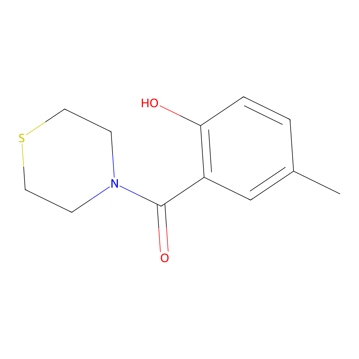 4-Methyl-2-(thiomorpholine-4-carbonyl)phenol molecular structure, CAS 1042634-26-3