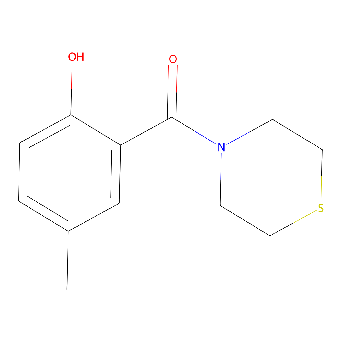 4-Methyl-2-(thiomorpholine-4-carbonyl)phenol molecular structure, CAS 1042634-26-3