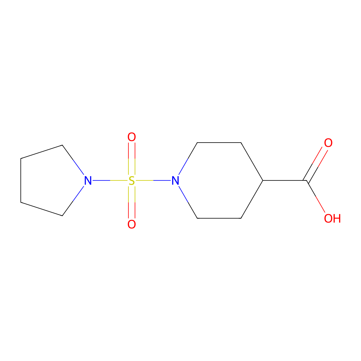 1-(Pyrrolidin-1-ylsulfonyl)piperidine-4-carboxylic acid molecular structure, CAS 1042640-02-7