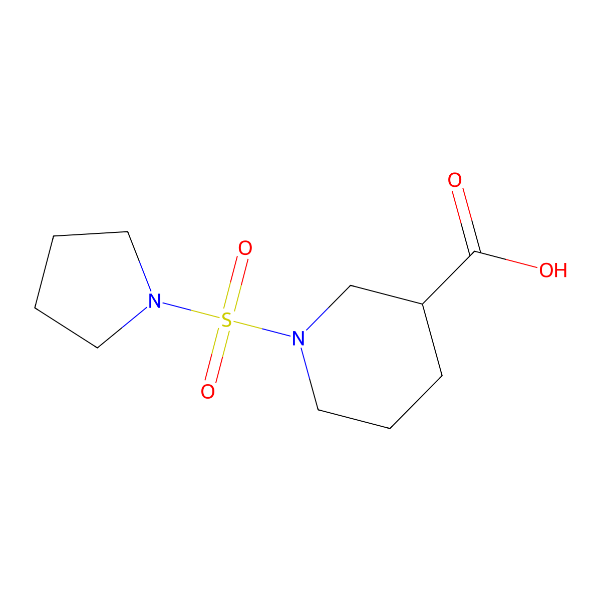 1-(Pyrrolidin-1-ylsulfonyl)piperidine-3-carboxylic acid molecular structure, CAS 1042640-05-0