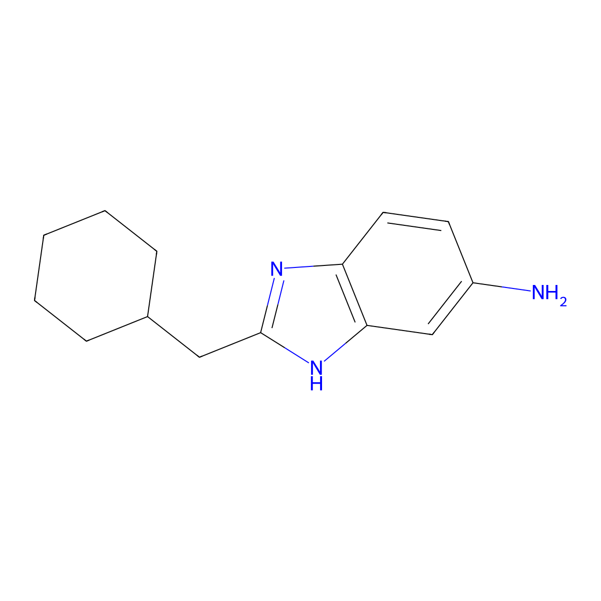 2-(cyclohexylmethyl)-1H-1,3-benzodiazol-5-amine molecular structure, CAS 1042640-89-0