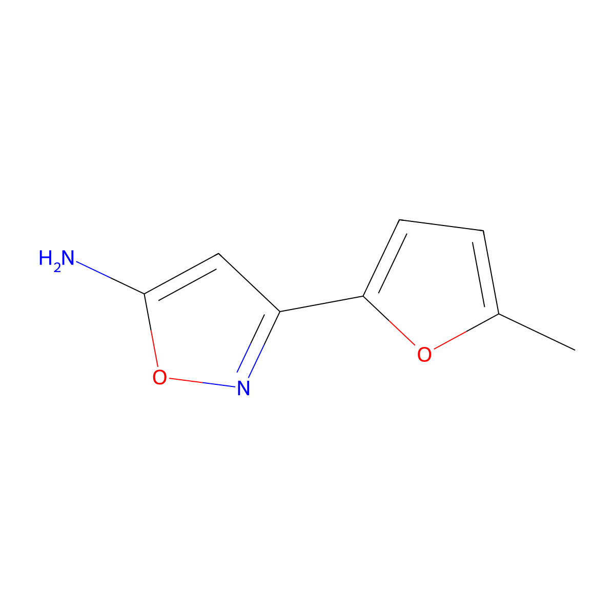 3-(5-Methylfuran-2-yl)-1,2-oxazol-5-amine molecular structure, CAS 1042641-10-0