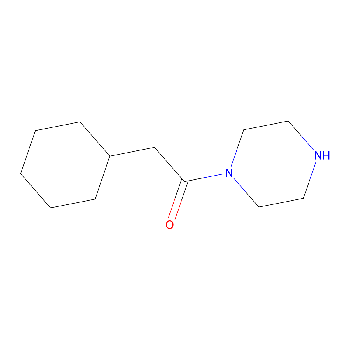 2-Cyclohexyl-1-(piperazin-1-yl)ethanone molecular structure, CAS 1042641-93-9