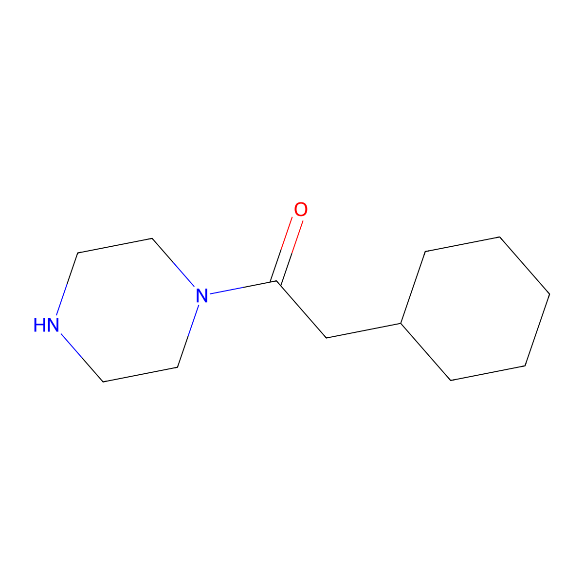 2-Cyclohexyl-1-(piperazin-1-yl)ethanone molecular structure, CAS 1042641-93-9