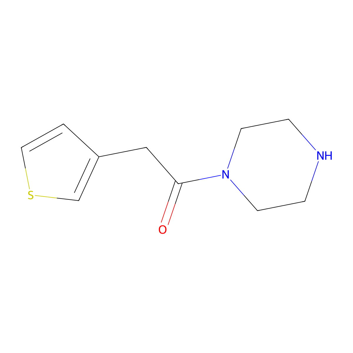1-(Piperazin-1-yl)-2-(thiophen-3-yl)ethan-1-one molecular structure, CAS 1042642-03-4