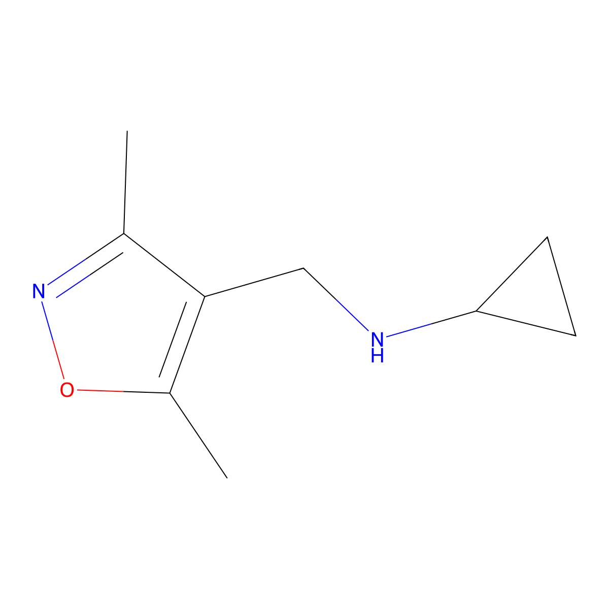 N-[(dimethyl-1,2-oxazol-4-yl)methyl]cyclopropanamine molecular structure, CAS 1042642-42-1