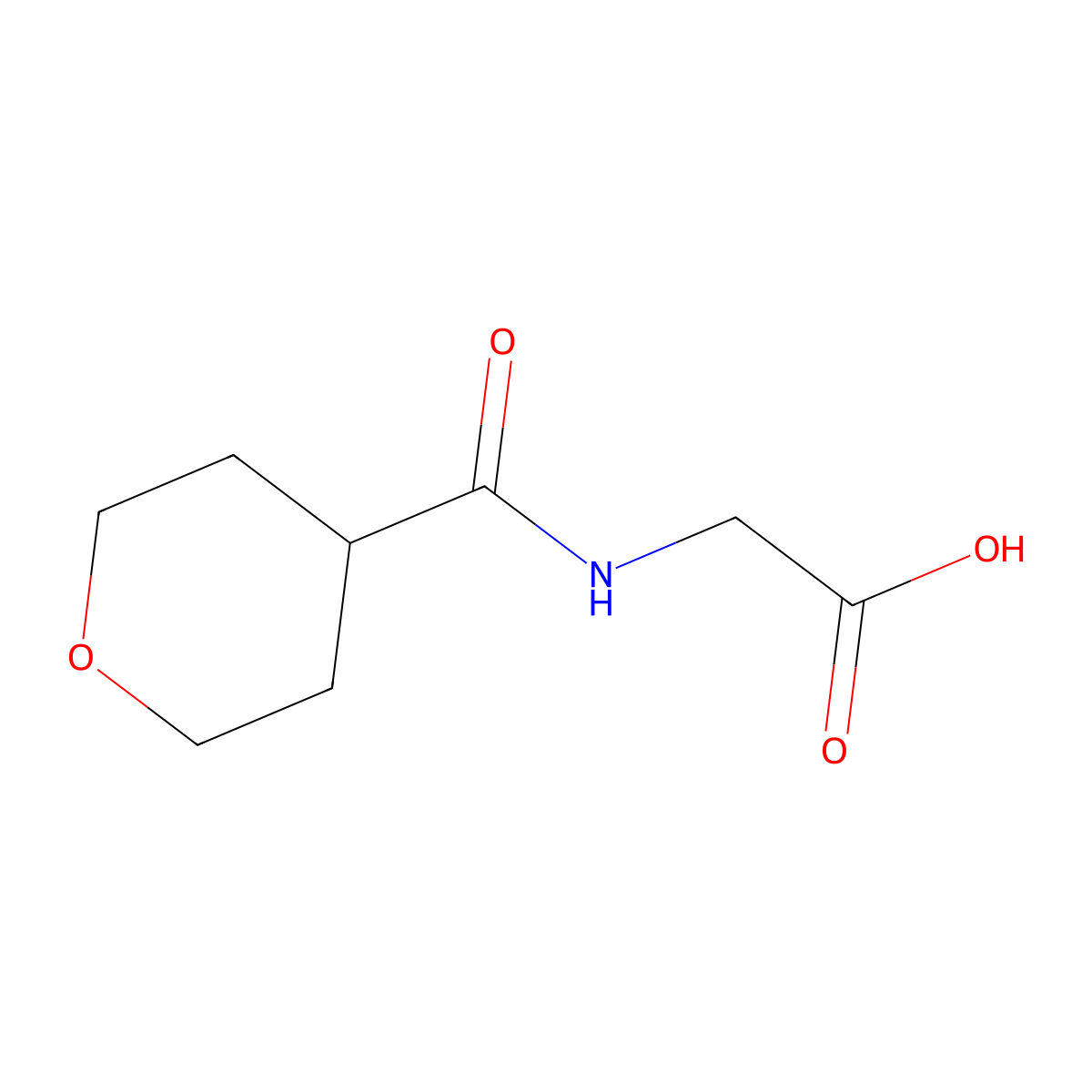 2-[(Tetrahydro-2H-pyran-4-ylcarbonyl)amino]-acetic acid molecular structure, CAS 1042644-86-9