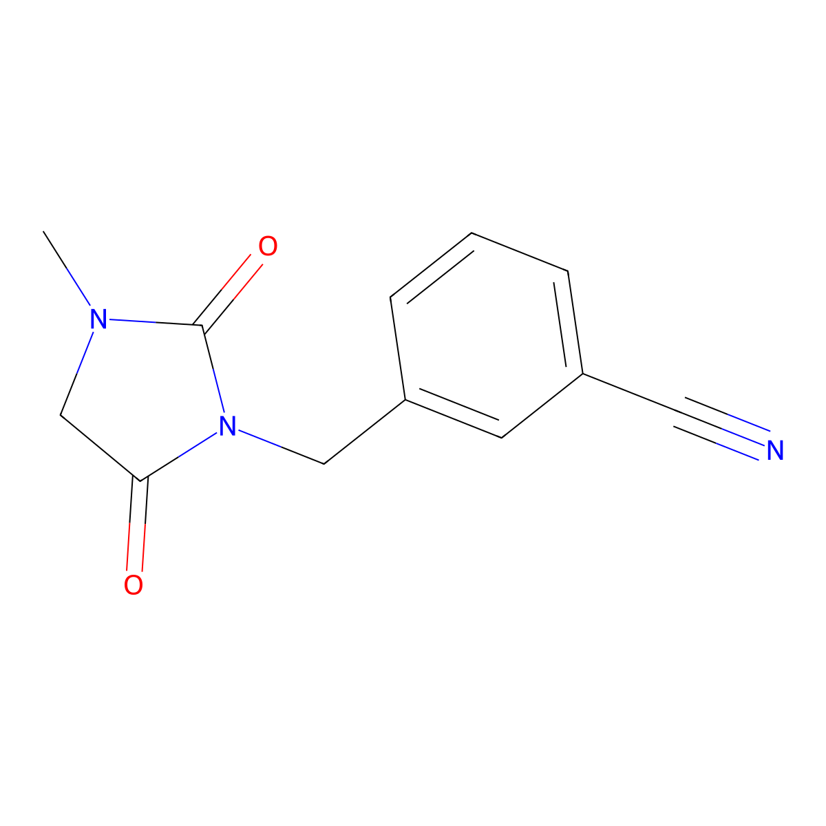 3-[(3-Methyl-2,5-dioxoimidazolidin-1-yl)methyl]benzonitrile molecular structure, CAS 1042646-00-3