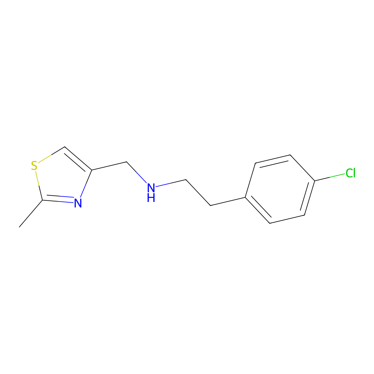 (2-(4-Chlorophenyl)ethyl)((2-methyl-1,3-thiazol-4-yl)methyl)amine molecular structure, CAS 1042647-48-2