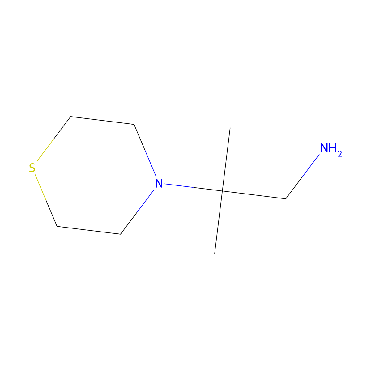 2-Methyl-2-(thiomorpholin-4-yl)propan-1-amine molecular structure, CAS 1042651-22-8