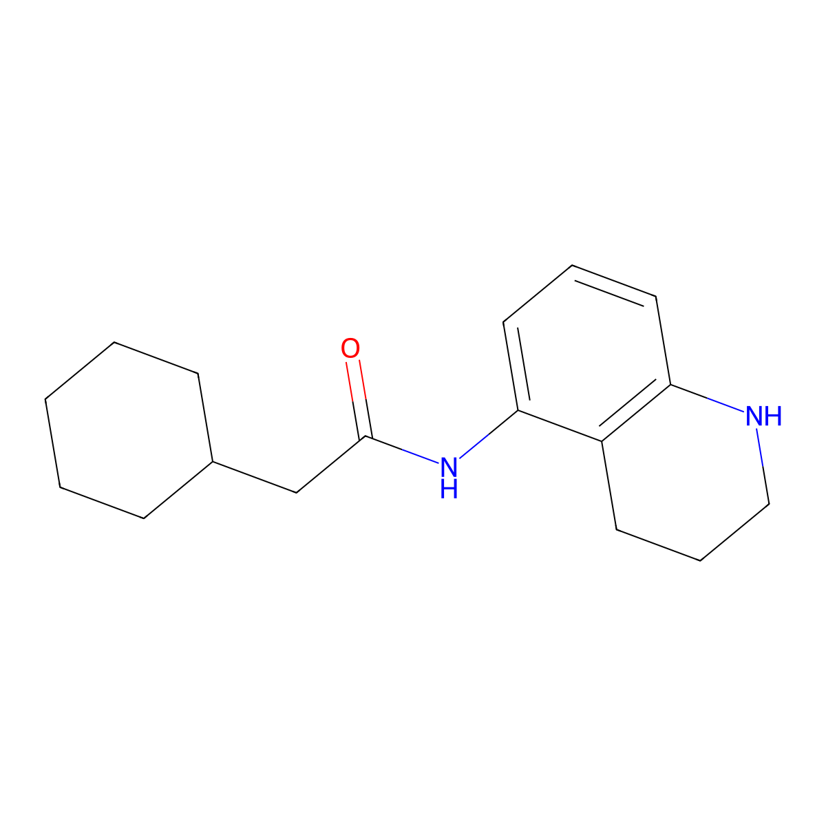 2-cyclohexyl-N-(1,2,3,4-tetrahydroquinolin-5-yl)acetamide molecular structure, CAS 1042653-47-3