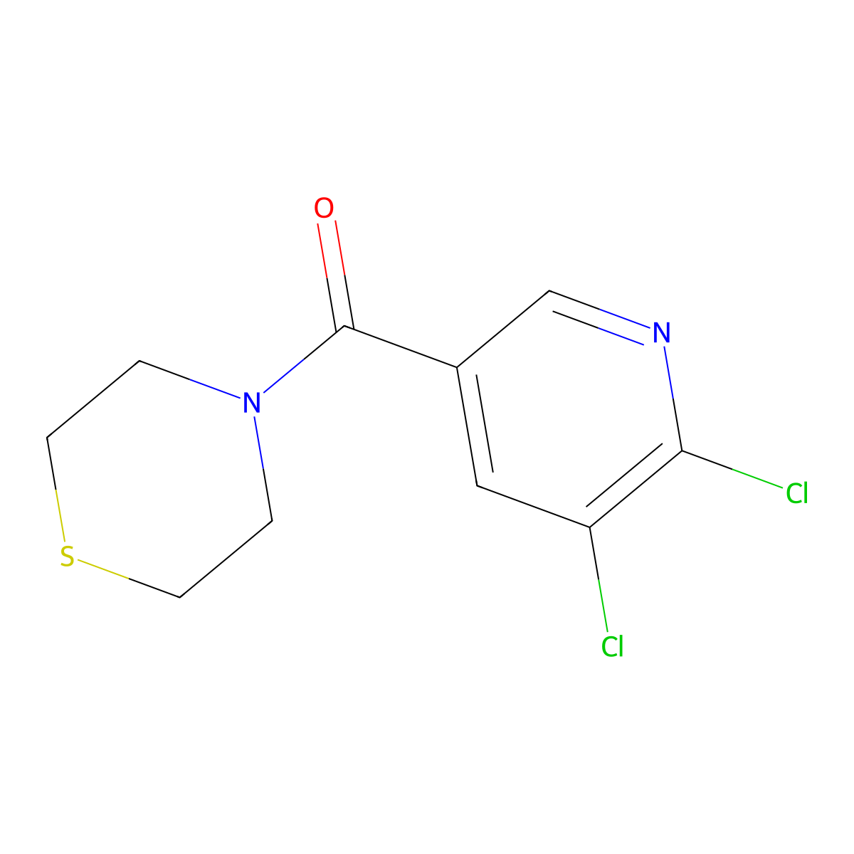 (5,6-Dichloropyridin-3-yl)(thiomorpholino)methanone molecular structure, CAS 1042653-57-5