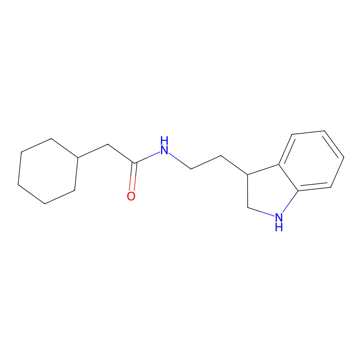 2-cyclohexyl-N-[2-(2,3-dihydro-1H-indol-3-yl)ethyl]acetamide molecular structure, CAS 1042654-05-6